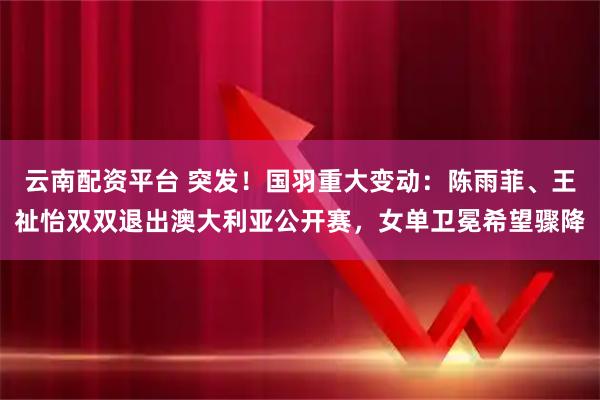 云南配资平台 突发!国羽重大变动:陈雨菲、王祉怡双双退出澳大利亚公开赛,女单卫冕希望骤降